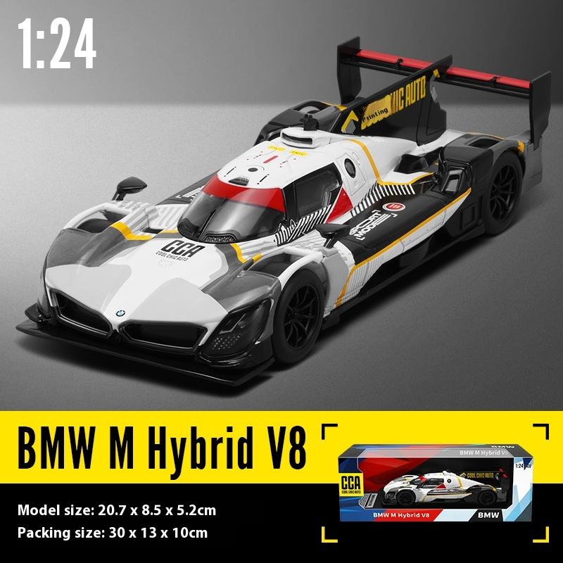1/24 BMW M Hybrid V8 Super Racing Metal Die Casting Alloy Car Model Sound & Light Classic Trendy Collectible Ornaments Gift Boys