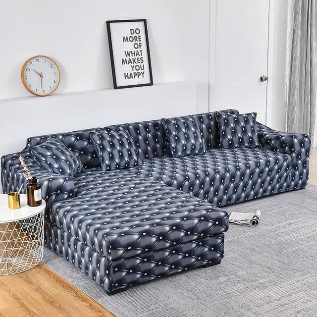 L -Shaped Sofa Geometric Couch Cover Elastic Sofa Cover For Living Room Pets Chaise Longue