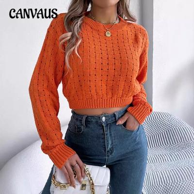 Autumn and Winter Women's Sexy Backless Button Hollow Knit Long Sleeve Pullover Sweater