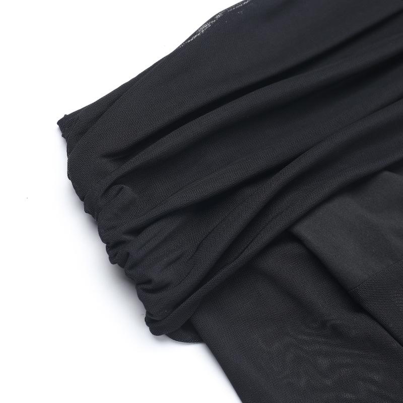 Herbst Damen Temperament Kleid Modestil Sexy Ein-Schulter Mesh Langarmkleid