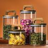 Moisture-proof Glass Storage Jar Wood Lid Airtight Container  Food Grains Storage
