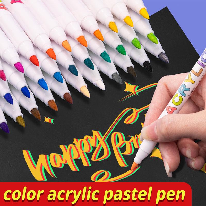 18/60Color Acrylic Paint Pens Brush Marker Pen for Artist Rock PaintingGlassCeramic Fabric Do-It-Yourself Card Making Art Supp Practical Use