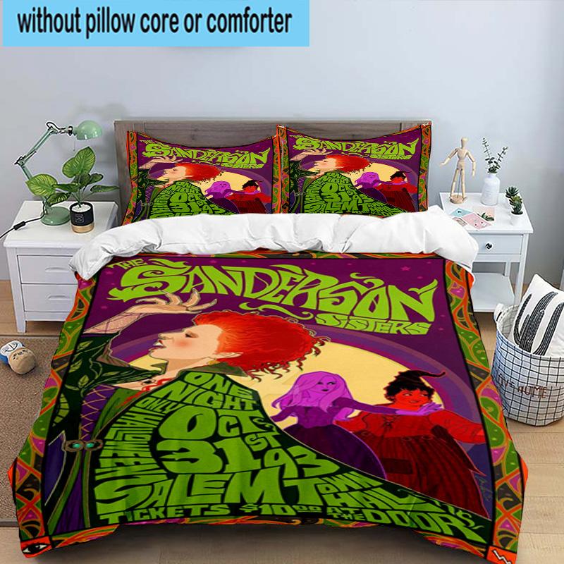 3PCS Halloween witches 3pcs Bedding,Including 3PCS Duvet Cover And 2pcs Pillowcases Perfect for Christmas,Ideal for Bedroom, Dormitory