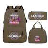 Primary and secondary school students schoolbag three-piece set, animation cartoon personalized printing backpack, casual pencil bag, meal bag