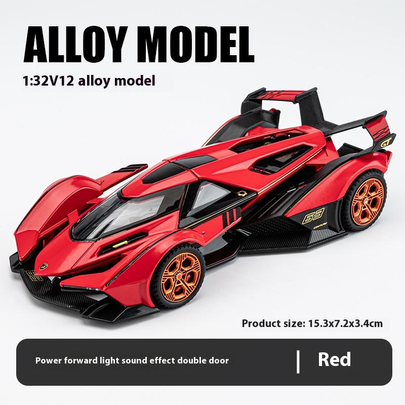 1/32 Scale Lambo V12 Concept Car Alloy Toy Model with Sound, Light & Spring-Back Action - Ideal Gift for Car Lovers & Kids Alike