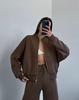 2025 Women's Solid Color Zip Cardigan Sweatshirt - Casual Spring Fashion