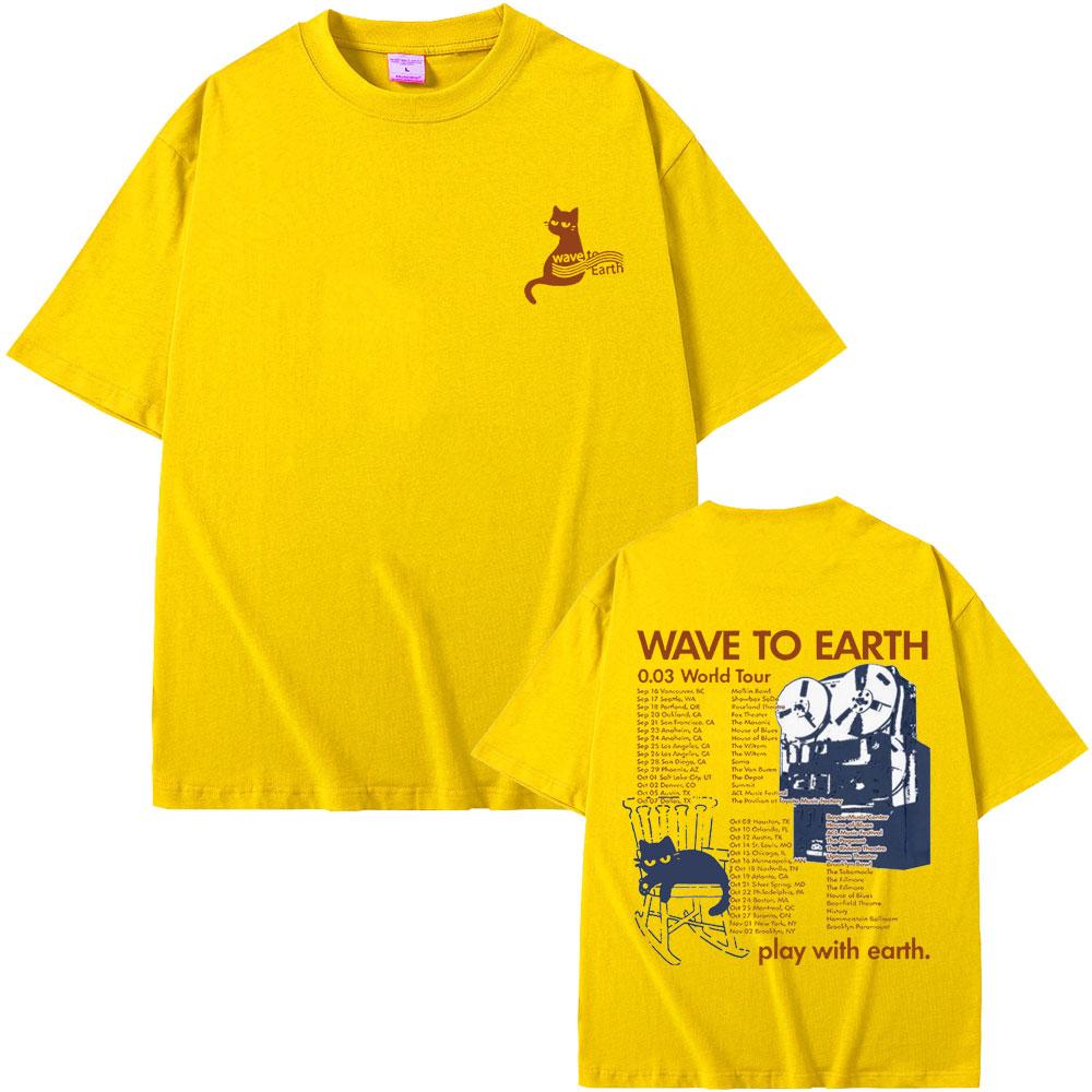Wave To Earth Cat 0.03 World Tour T Shirt Unisex Unisex Korean Fashion Trend T-shirt Unisex's Cotton Oversized T-shirts Y2k Streetwear
