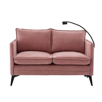 Modern Double-sofa Small Fabric Sofa Armchair with Storage Side Pockets and Adjustable Phone Stand