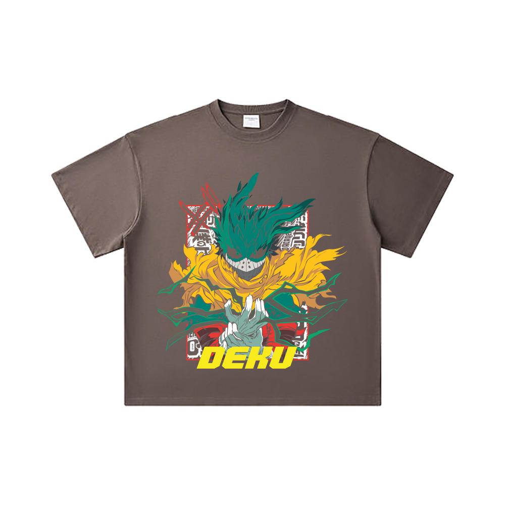 260 GSM Double Yarn 32 Count 100% Cotton My Hero Academia V23 Deku Print Unisex Heavy Cotton T Shirt