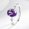 New Style Oval Imitation Amethyst and Topaz Gemstone Silver Plated Ring