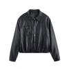 Black short leather jacket women's new spring and autumn retro popular motorcycle leather jacket