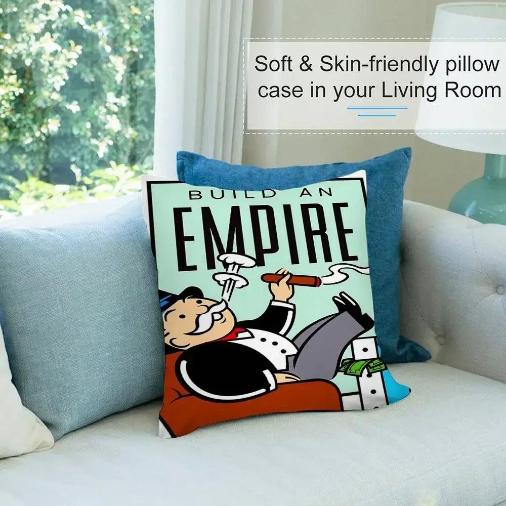 Cartoon M-Monopoly Dollar Money Pillow Case Short Plush Double-sided Print Square Throw Pillow Covers Sofa Home Cushion Decor