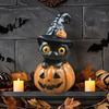 Resin Black Cat on Pumpkin Spooky Ornament Tabletop Decor Pumpkins Halloween Theme Decor for Tiered Tray Shelf Mantel Desks