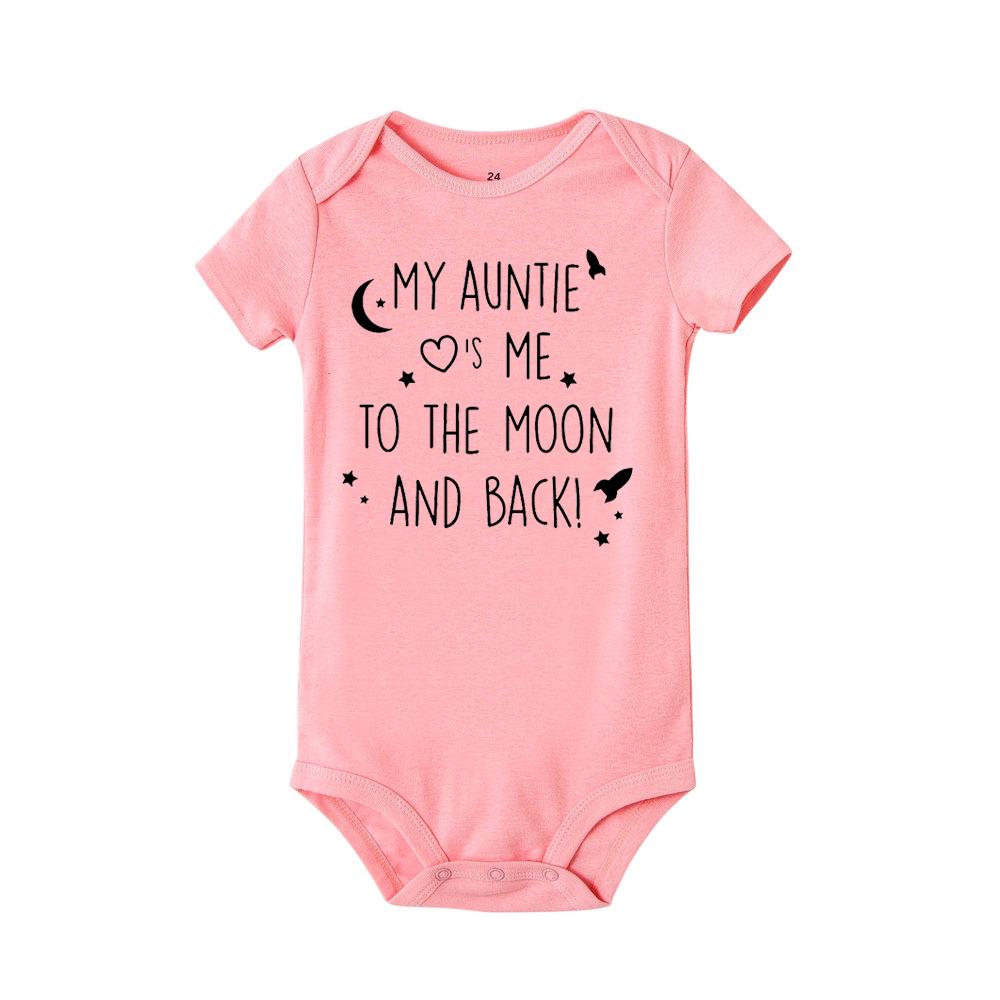 My Auntie Loves Me To The Moon and Back Baby Romper Boys Girls Short Sleeved Jumpsuit