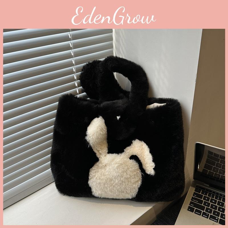 Adorable Plush Rabbit Tote Bag For Women Stylish Winter Large Capacity Bag Shoulder