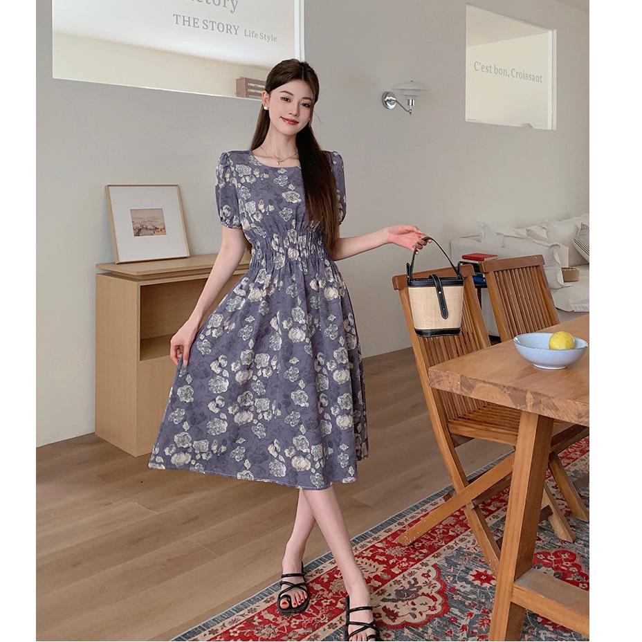 

Женское летнее ретро цветочное платье на бретелях с завышенной талией в японском стиле M