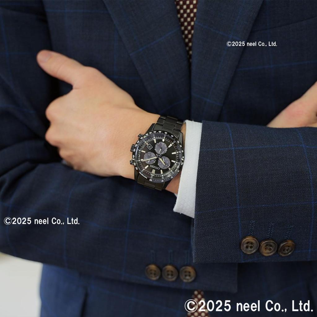 Citizen Chronograph Date Solar BL5615-56E Men's Watch, Waterproof, Light-Powered Eco-Drive, Display, Analog, Business, Black,