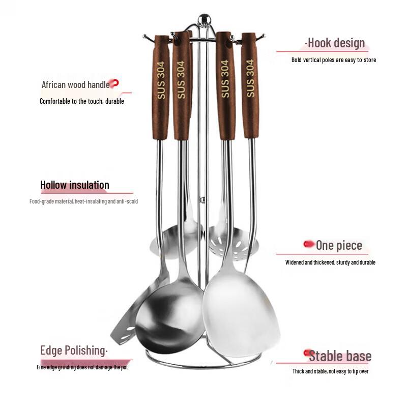 304 Stainless Steel Stir-fry Spatula & Soup Ladle Set