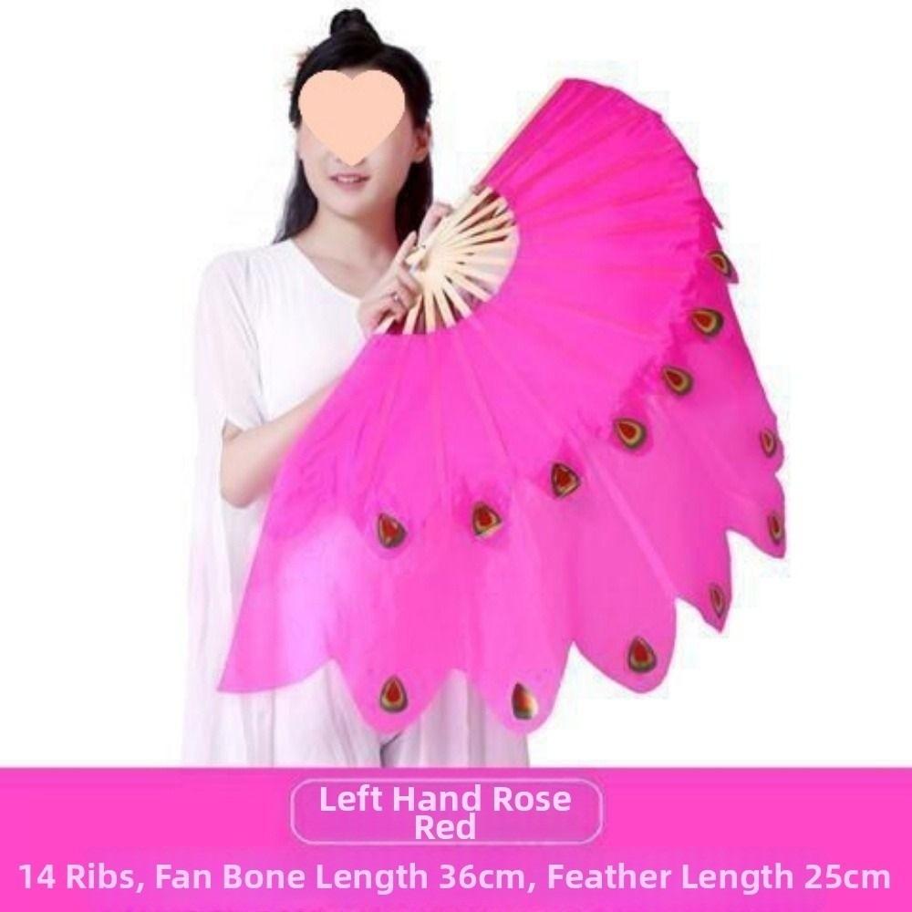 Dancer Practice Peacock Tail Fan 31/36cm Bamboo Yangko Dance Bamboo Fans  Kid Women