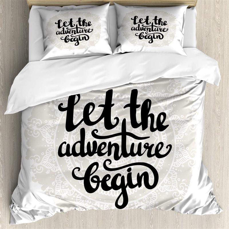 Adventure Duvet Cover Marine Theme Adventure Motivational Words Bedding Set With Pillowcase Full King For Kids Adults Room Decor