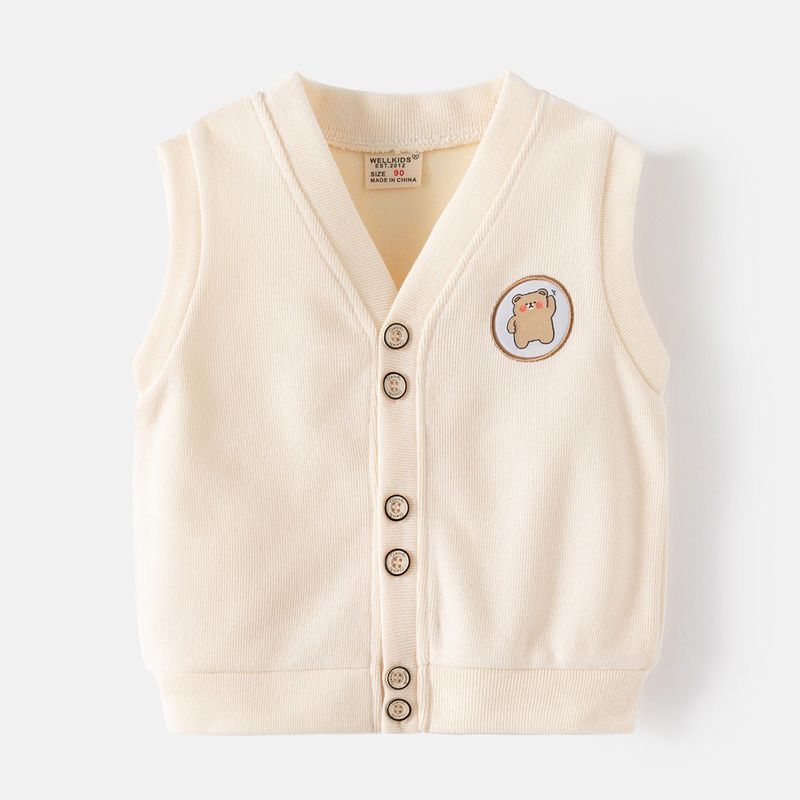 Children's Clothing Spring and Autumn Bear Vest for Boys Cartoon Knitted Vest Thin Style Boys' Outerwear Sleeveless Jacket