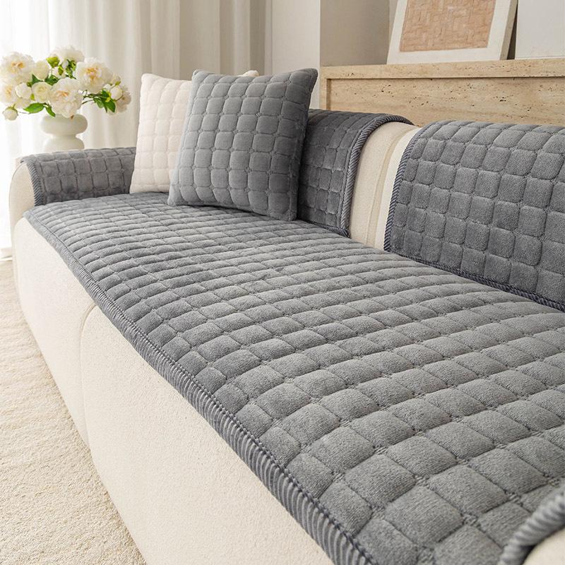 Thickened Non-slip Flannel Sofa Mat & Plush Seat Cushion for Autumn and Winter