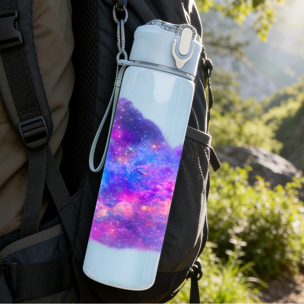 1PC Galaxy Nebula Butterfly Color Print 750ml Color Plastic Sports Water Bottle Leakproof Flip Straw Lid Suitable for Sports Office Home Use