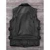 Chinese Size Biker Vest Top Layer Cowhide Leather Vest Men's Slim Short Motorcycle Clothing Riding Jacket Sleeveless Genuine Cow Club Vest
