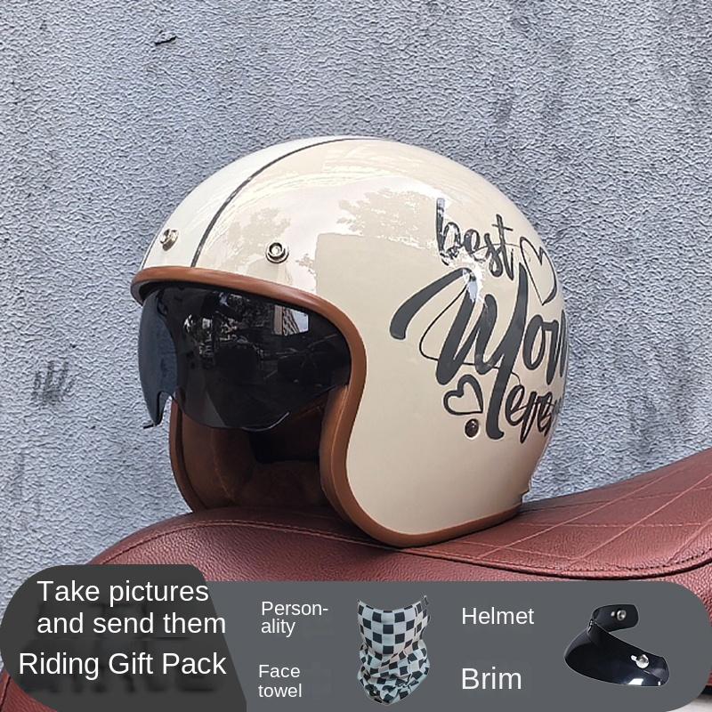 ORZ Motorcycle Helmet 3/4 Open Face Vintage Casco Moto Jet Scooter Bike Helmet Retro DOT approved Casque Motociclismo
