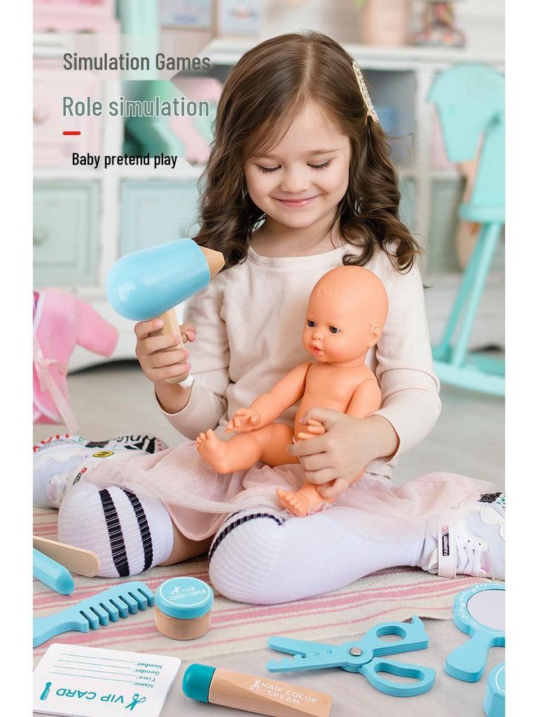 Korean Kids' Wooden Makeup & Hairdressing Pretend Play Set