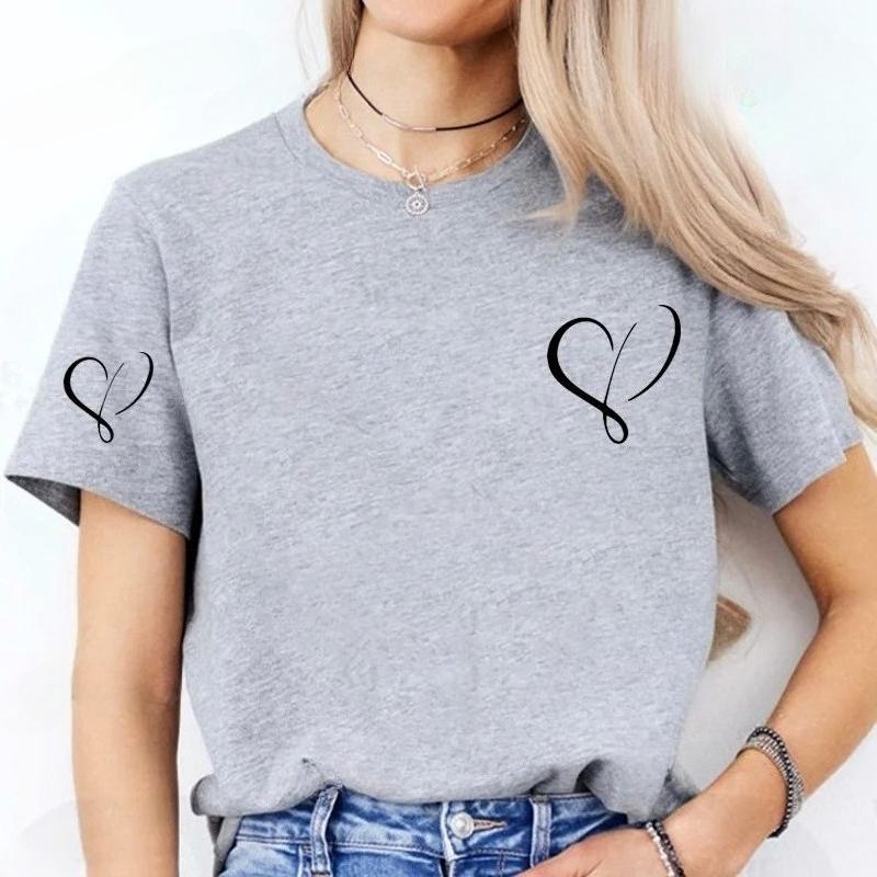 Women Love Heart Design TShirts Fashion Casual Short Sleeve Tshirt Heart Personalised Graphic Tshirts RED Women T Shirts