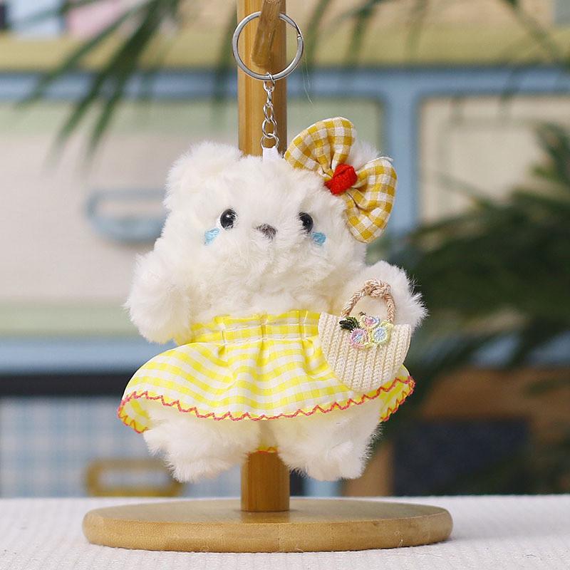 Plush Bear Keychain With Cute Tartan Dress For Gift Gift For All Ages