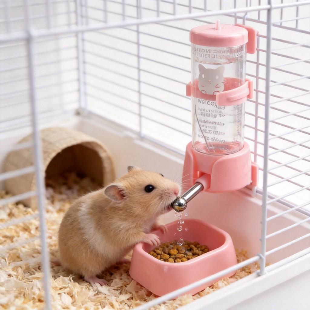 Hamster Water Bottle With Steel Ball Valve Leakproof Drinking Dispenser For Small Pets