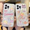 Lovely Sailors Moons Anime Gradient Phone Case for iPhone 16 15 14 13 12 11 8 7 6 Pro Max Plus XS XR Hard Shockproof Back Covers