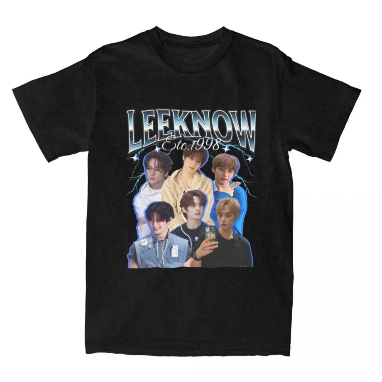 

2025 Футболка Lee Knows Корейський K-pop Співак Футболка Харадзюку Музикант Літня Футболка Естетична Повсякденна Бавовняна Короткорукавна Сорочка XXXXXL різнокольоровий