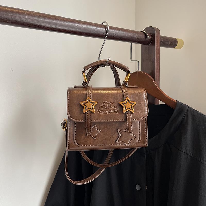

Premium retro small bag women s new autumn and winter versatile messenger bag portable small square bag коричневый