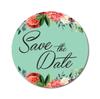 Darling Souvenir White Round 45 Pcs Chrysanthemum Floral Border Save The Date Mini Stickers-1.6 Inches