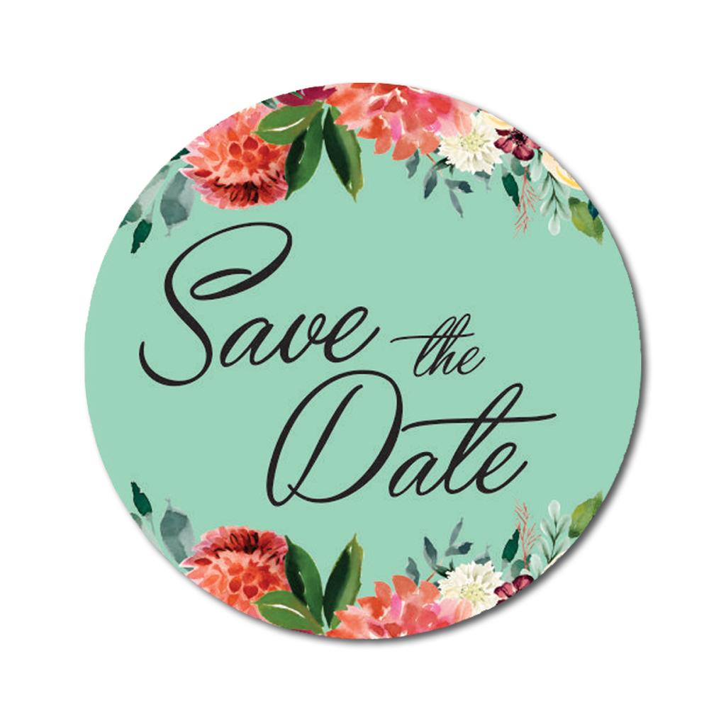Darling Souvenir White Round 45 Pcs Chrysanthemum Floral Border Save The Date Mini Stickers-1.6 Inches