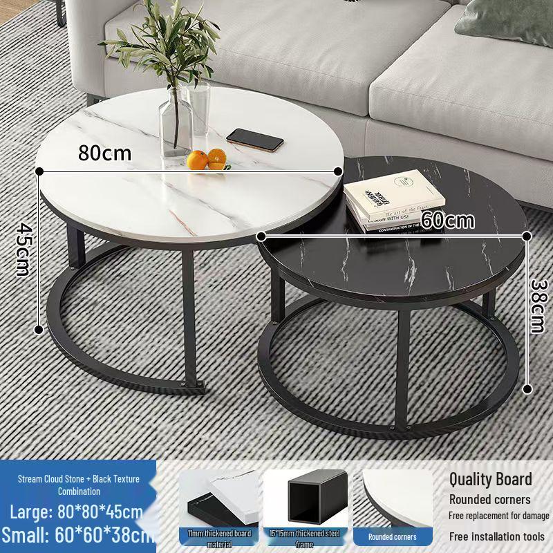Simple Modern Light Luxury Coffee Table - Small Round Side Table for Living Room or Bedroom