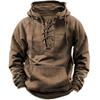 Felpa con cappuccio da uomo rétro con coulisse e tasche multiple, vestibilità ampia taglie forti per primavera e autunno