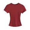 Trendy Women's Ribbed Slim Fit Short Sleeve T-Shirt with Sexy Round Neck and Straight Shoulders.