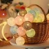 Cotton Ball String Light Waterproof Battery Powered 10/20/40 LEDs Christmas Wedding Halloween Holiday Party Decorative Fairy Lamp
