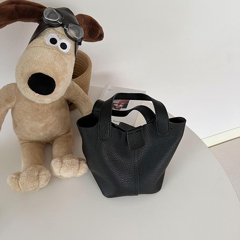 

Новая мягкая текстура наплечная сумка-ведро персонализированная маленькая овощная корзина портативная повседневная сумка-мессенджер чёрный