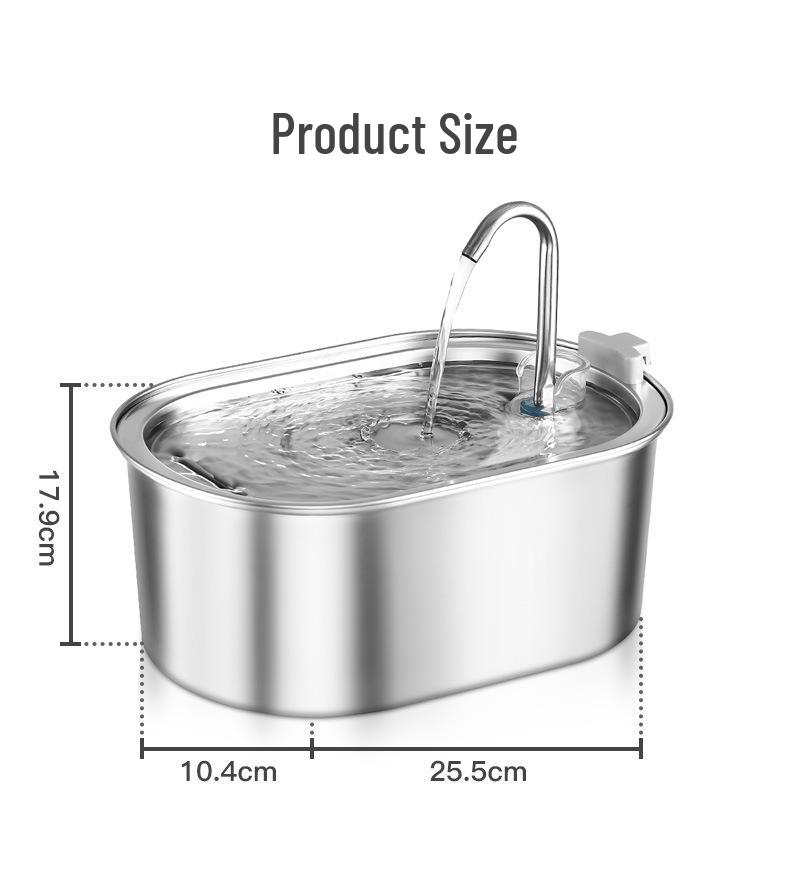 Fontaine à eau automatique pour chat en acier inoxydable de 3,2 L avec filtration