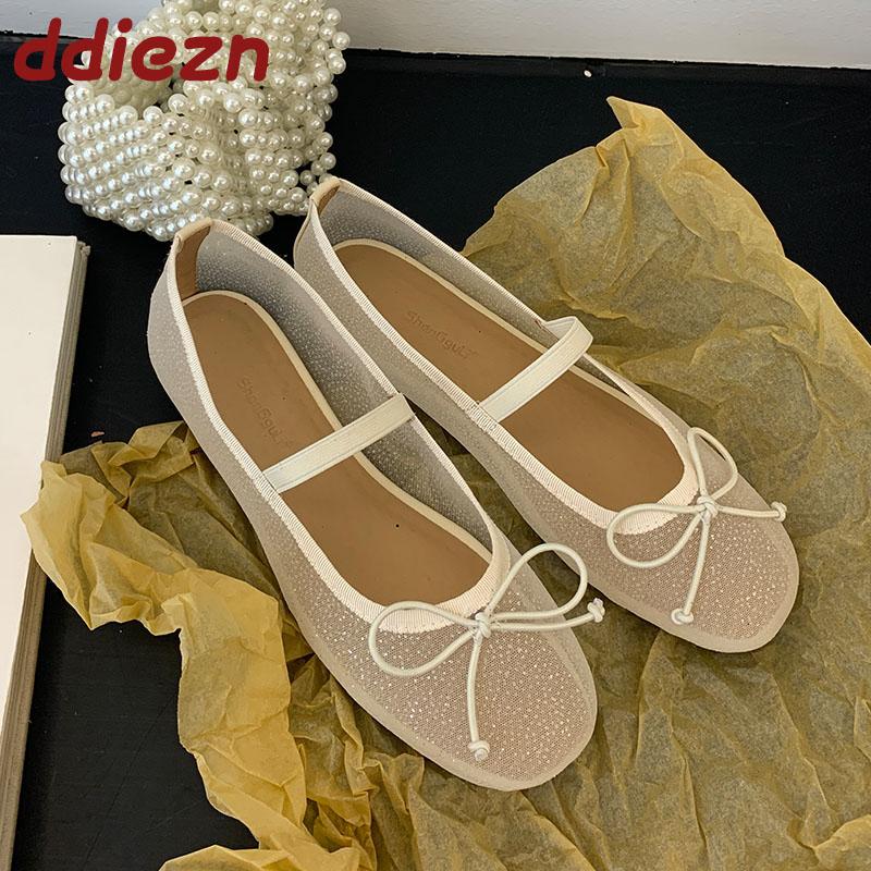 Móda Bling Móda Prodyšné Dámské Baleríny Mary Janes Boty Dámská Mělká Obuv Mašle Dámské Baleríny Taneční Boty
