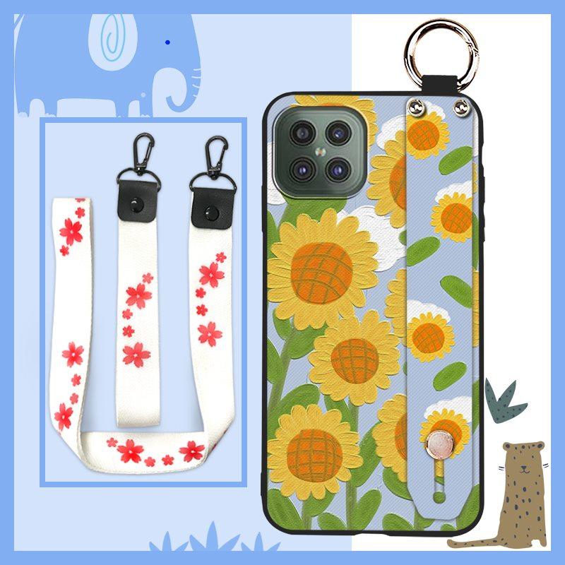 Shockproof Back Cover Phone Case For Cubot C30 Soft case Durable Flower Phone Holder Ring Wrist Strap Dirt-resistant