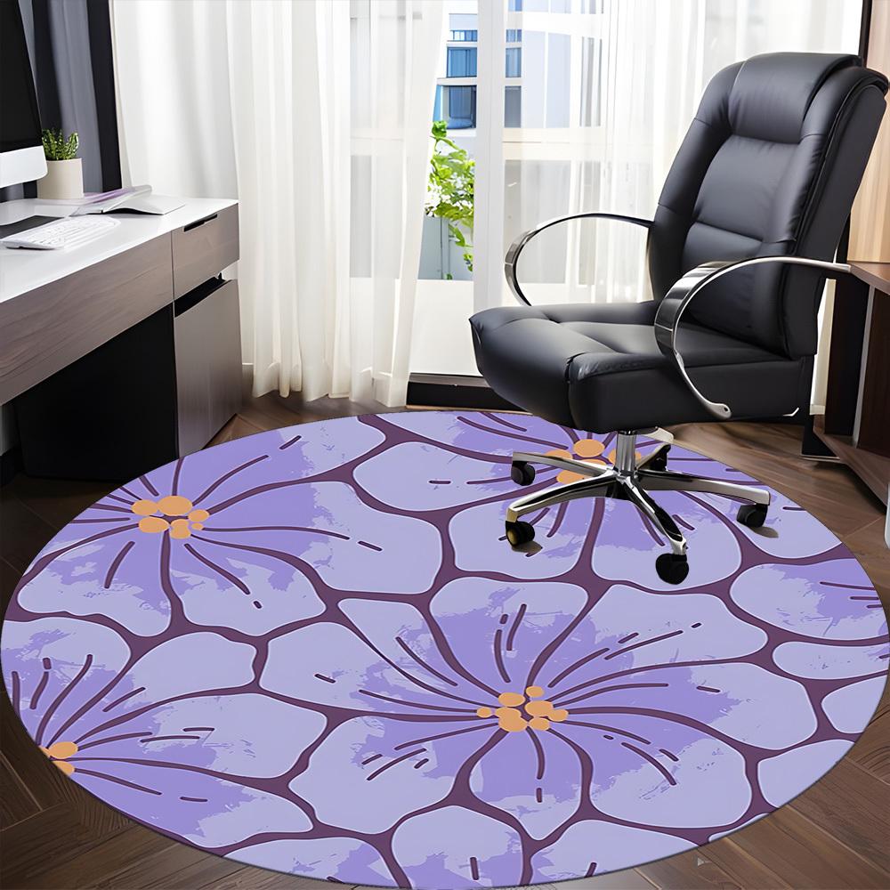 1 Stück Teppich mit Blumenmuster, Runder rutschfester langlebiger großer Büroteppich, Geeignet für das Büro