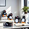 Fünf Mini-Pinguin-Figuren, entzückende Harzdekorationen, perfekt für einen Märchengarten, ideal für Weihnachts- und Osterdekoration