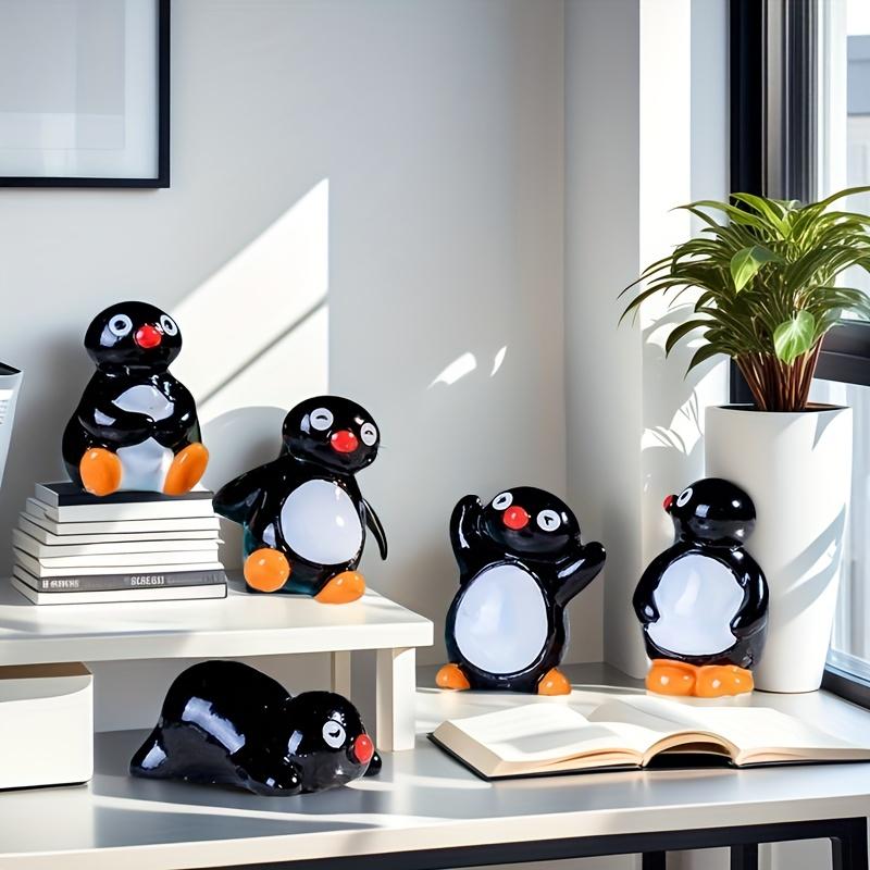 Fünf Mini-Pinguin-Figuren, entzückende Harzdekorationen, perfekt für einen Märchengarten, ideal für Weihnachts- und Osterdekoration
