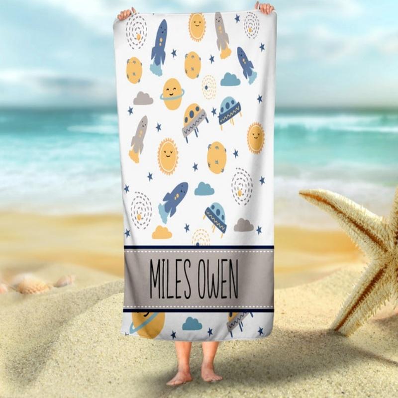 Personalisierte Weltraum-Handtücher für Kinder Sonnensystem Strand-Pool-Badehandtücher für Teenager Kleinkinder Jungen Mädchen